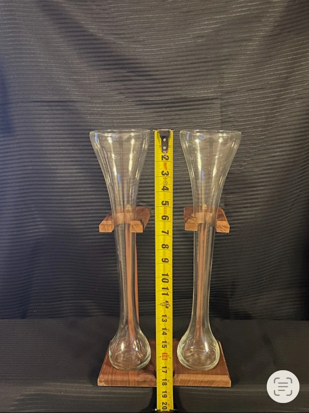 Vintage Pair Half-Yard Ale Beer Glasses w/ Wooden Stands